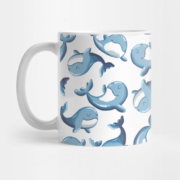 Cute Adorable Blue Whale in Ocean Marine Animal Lover Nature Fish Water Gift by Freid